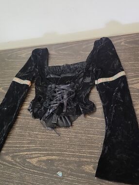 Current Mood Black Corset velvet Top Size S Goth